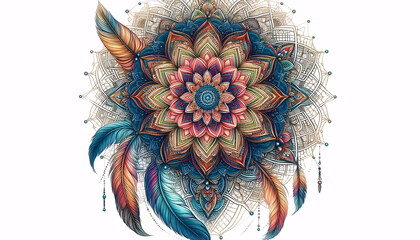 A dreamcatcher style mandala, Ai generated image