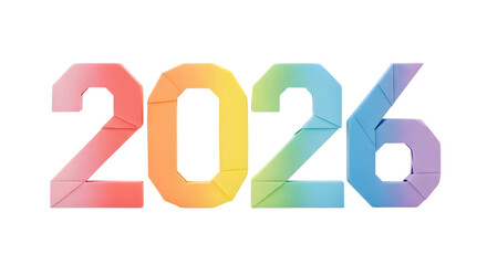 Colorful 2026 text isolated on transparent background