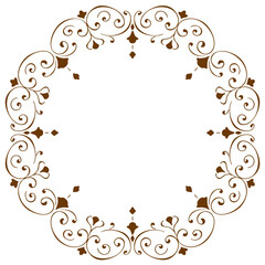 アンティークな丸いフレーム　手描き