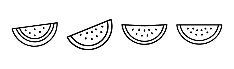 Simple hand-drawn watermelon slices grouped together minimalist fruit design