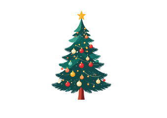 Fototapeta premium Decorated Christmas Tree Cartoon Illustration