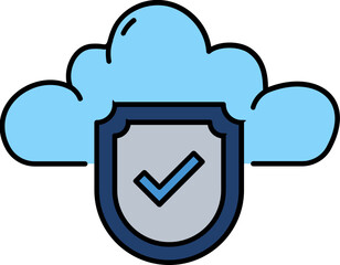 Cloud protection shield line icon