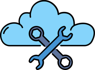 Cloud maintenance line icon