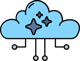 AI server in cloud line icon