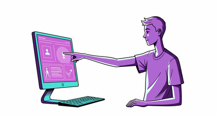 Abstract graphic design demonstrating user interface interaction and modern technology with a user