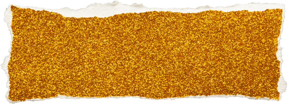 Ripped gold glitter paper torn edges strips isolated background