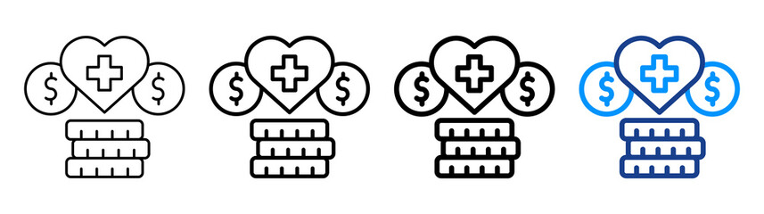 Health Budget Icon Different Style Outline Collection Set
