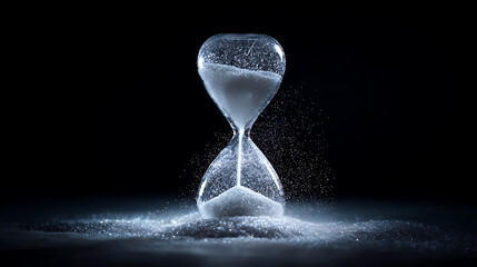 hourglass on black background
