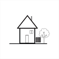 Minimalist house graphic with simple line art design