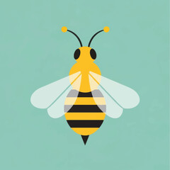 Detailed illustration of a vibrant yellow and black bee with transparent wings.