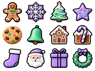 Set of cookies isolated on transparent background christmas treats delicious collection