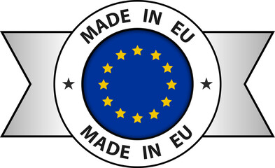 Made in EU icon isolated, European Union button or badge.