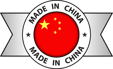 Made in China icon isolated,  China button or badge.