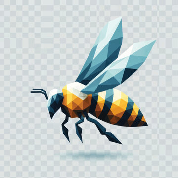Stylized geometric bee in a low poly art style.