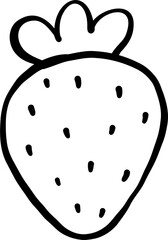 Cute Strawberry Outline black and white hand drawn