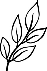 Leaves Branch Outline balck and white hand drawn
