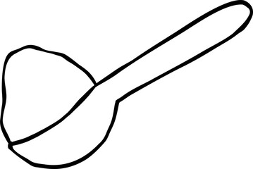 Spoonful of Powder sugar Outline black and white hand drawn