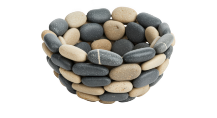 Pebble planter pot made of smooth stones isolated on transparent background