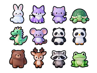 Obraz premium Cute cartoon animal collection for children illustrations with playful designs