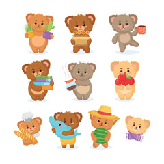Cute Playful Teddy Bears Cartoon Illustration Collection