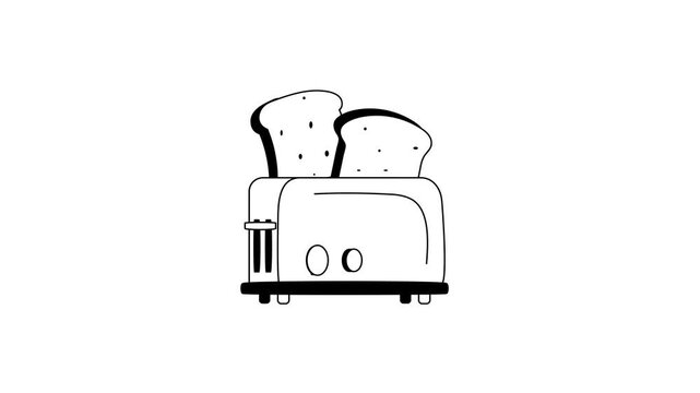 Bread with machine concept animated icon of toaster in modern style