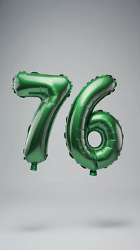 Green balloon number 76 for birthday or anniversary party