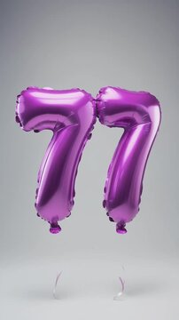 Purple balloon number 77 for birthday or anniversary party
