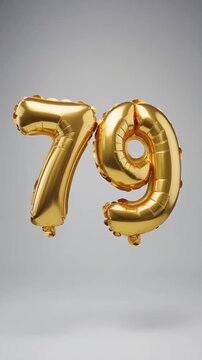 Gold balloon number 79 for birthday or anniversary party