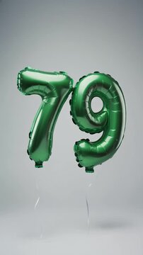 Green balloon number 79 for birthday or anniversary party