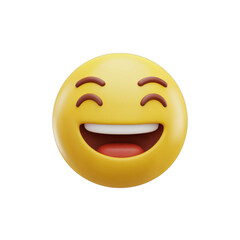 Fototapeta premium Joyful laughing emoji with closed eyes and wide open mouth expressing extreme happiness isolated on transparent background