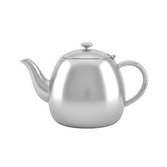 Fototapeta premium Shiny Metallic Teapot Isolated On Transparent Background Studio Shot Highly Detailed Realistic Render Of Kitchenware Object And Kitchen Supply