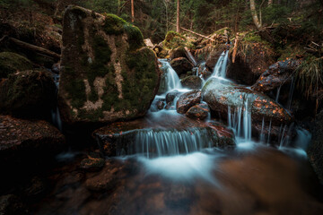 Leśny strumyk, potok, las , drzewa, natura, mech, kamienie, skały,  © Adrian Jaśpiński