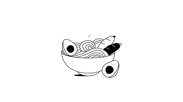 Easy to edit animated icon of ramen in modern style
