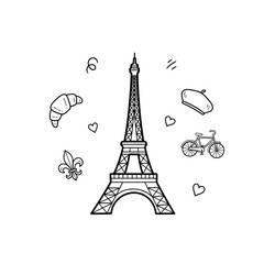 Fototapeta premium eiffel tower vector in isolated white