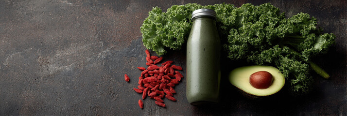 Green smoothie kale avocado goji superfood