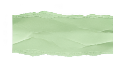 Torn light green paper fragment isolated on transparent background