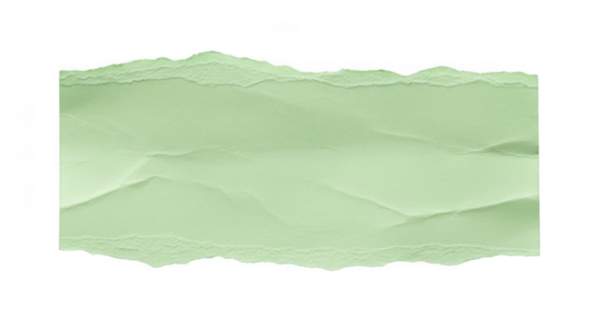 Torn light green paper fragment isolated on transparent background
