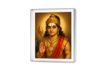 Lord Murugan with Peacock and Vel – Radiant Hindu God of Victory and Grace on Transparent Background