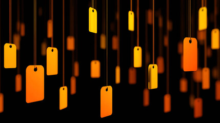 Illuminated discount label on black background