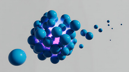Dynamic blue spheres forming a vibrant cluster, perfect for modern tech concepts, data visualization, and science-themed designs, creative inspiration.