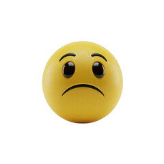 Fototapeta premium A sad yellow emoji face with droopy eyes and a downturned mouth expressing disappointment and unhappiness isolated on transparent background