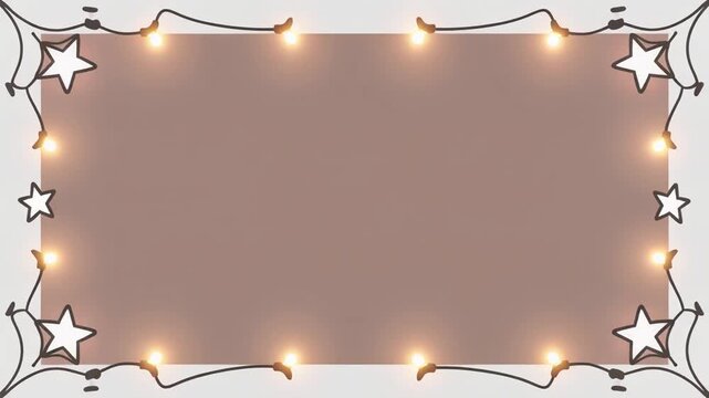 A festive and whimsical frame featuring warm glowing lights and charming star accents, perfect for adding a touch of magic to any design project.
