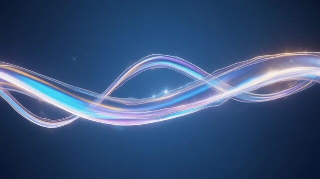 A ribbon of luminous liquid gracefully weaving through the air, leaving a subtle light trail behind it. Ethereal and magical, seamless loop for motion graphics