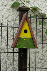vogelhaus grün gelb vogel