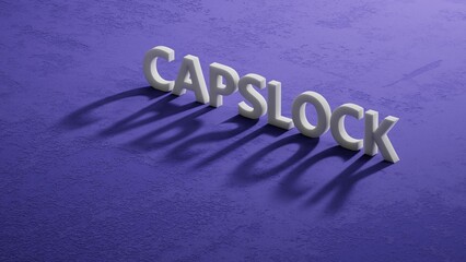 Fototapeta premium CapsLock.3D illustration of shadow of 3d charcaters.close up of shadow of 3d charcaters,3D rendering.