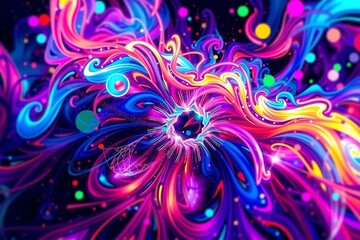Generative AI fractal bloom of vibrant cosmic colors.
