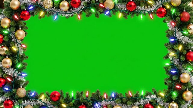 Christmas Frame with Green Screen - A festive Christmas frame is shown with a green screen in the center.