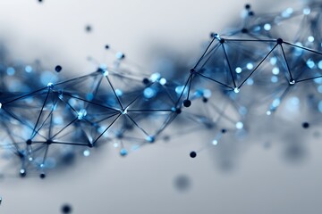 Abstract blue network connections with glowing dots technology