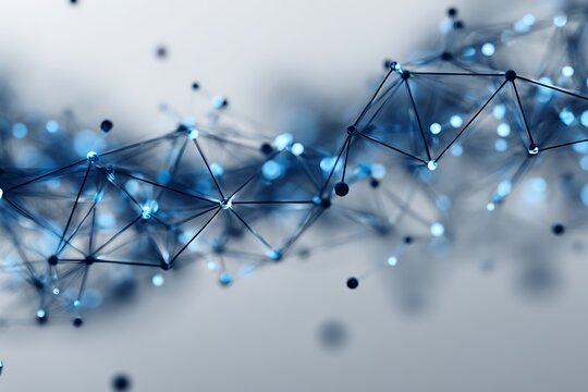Abstract blue network connections with glowing dots technology