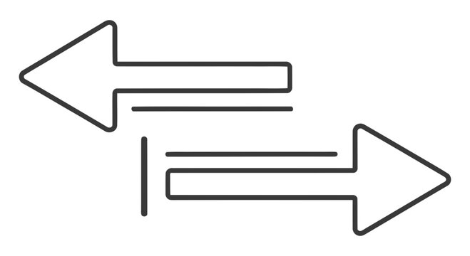 Directional Arrows Illustrating Forward and Backward Movement, Indicating Exchange, Exchange of Ideas, or the Concept of Interaction and Communication in a Dynamic Manner